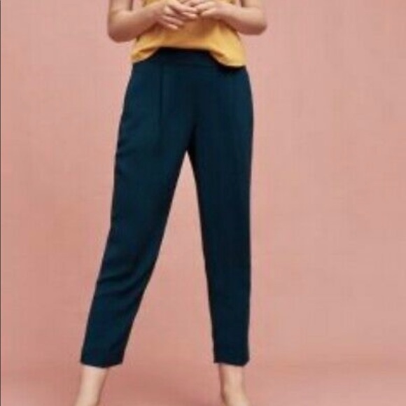 The Essential Taper By Anthropologie Women’s Size 12 Pleated Teal Pants - Picture 2 of 9